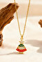 Steel Chain Zircon Stone Christmas Pine Tree Themed Necklace - 6