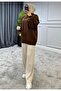 Women's Half-High Neck Balloon Sleeve Oversized Knitwear Sweater Suitable for Hijab - 2