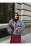 Gray Leopard Long Fur Premium Fur Coat Jacket - 7055