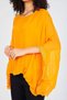 Women's Orange Italian Bat Sleeve Sequin Detailed Silk Blouse - 6