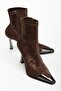 Women's Heeled Boots Toe Detailed Brown - 2