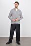 Men's Standard Fit Regular Cut Cotton Polo V-Neck Gray Sweater - 4