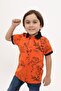 Boy's Printed Polo Neck Buttoned Short Sleeve T-Shirt - 2