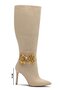 Women's Special Buckle Detailed High Heeled Zippered Suede Evening Dress Boots 1200 - 2