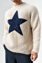 Star Crew Neck Teddy Fabric Sweater - 6