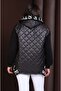 Women's Plus Size Black, Hooded , Pocket Quilted Coat 65N39253 - 4