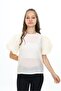 Girl's Crew Neck Watermelon Sleeve T-Shirt - See-Through Look - 2