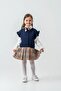 My Little One's Plaid Skirt Combination with a Sweater and Ruffled Sleeves - Navy Blue