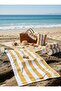 Oversized Yellow Beach Towels (3 Pack, 90x180 cm) - 100% Cotton Pool Cabana Stripe Soft Towel - 2