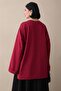 Oversized Claret Red Sweatshirt with Folded Sleeves - 2