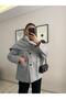 Gray Short Cashmere Coat with Detachable Wide Shawl