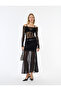 Velvet Skirt with Lace Tulle Detail