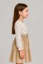 Blue 670-11-25 Girl's Lined Floral Patterned Dress – Belted Model, Hidden Zipper at the Back - 3