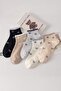Women's 5 Pairs Premium Quality Mini Ribbon Patterned Cute Short College Ankle Socks - 5