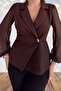 Women's Blouse with Metal Buttons Tulle Sleeves and Pleat Detail 033 - 2
