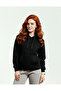 Women's Black Oversized Wide Fit Hooded Kangaroo Pocket Sweat 3 Thread Soft Puff Fabric - 4