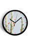 Cactus Flower Modern Wall Clock - 42cm - Black Case with Glass Front - Silent Mechanism