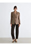 Soulife Beige Double-Breasted Collar Women's Cashmere Blazer Jacket