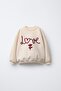 Girl's Cotton Cream Heart-Flower Patterned Sweatshirt & Leggings Set - 3