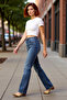 Women's Dark High Waist Flare Denim Pants Functional Durable Quality Comfortable Aesthetic