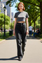 Women's Textured Wide Leg Pants Functional Durable Quality Comfortable Aesthetic Premium Stylish - 2