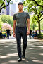 Men's Dark Brown Plain Textured Regular Fit Trousers Functional Durable Quality Comfortable Stylish - 2