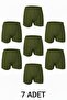7 Pieces Khaki Green 100% Cotton Comfortable Cut Men's Long Underwear Boxer