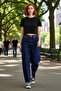 Women's Dark High Waist Barrel Cut Jeans Functional Durable Quality Comfortable Stylish - 3