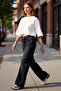 Women's Anthracite Wide Leg Denim Trousers Functional Durable Quality Comfortable Aesthetic Stylish