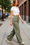 Women's High Waist Wide Leg Woven Pants Functional Durable Quality Comfortable Modern