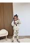 Girl's Cotton Cream Heart-Flower Patterned Sweatshirt & Leggings Set - 2