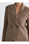 Soulife Beige Double-Breasted Collar Women's Cashmere Blazer Jacket - 2