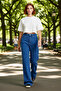 Women's Textured Wide Leg Jean Pants Functional Durable Quality Comfortable Aesthetic Modern - 2