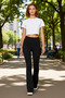 Women's High Waist Ribbed Flare Pants Functional Durable Quality Comfortable Aesthetic Stylish - 2
