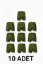 10 Pieces Khaki Green 100% Cotton Comfortable Cut Men's Long Underwear Boxer