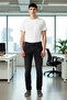 Men's Anthracite Straight Cut Denim Trousers Functional Durable Quality Comfortable Aesthetic Stylish - 3