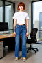 Women's Anthracite High Waist Flare Denim Pants Functional Durable Quality Comfortable Stylish - 3