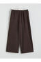 Brown Elastic Waist Pleated Girls' Trousers - 3