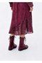 Women's Chonil Velvet Bohemian Lace Detailed Skirt & Blouse Set Burgundy - 7