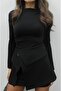 Black Skirt Piece Detailed Dress - 6