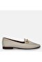Large size women's genuine leather loafer 41-42-43-44- beige leather - 6