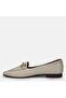 Large size women's genuine leather loafer 41-42-43-44- beige leather - 5