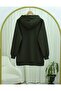 Bow Detailed Hooded Combed Cotton Sweatshirt - Khaki - 5