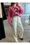 Women's High Waist No Show Thick and Lace-Up White Knitwear Palazzo Pants