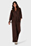 Regular Fit Elastic Waist Wide Leg Button Detailed Trousers Pants 6888573 - 2