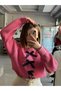 Women's Pink Bow Young Knitwear Sweater with Elasticated Sleeves and Waist