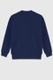Girl 4-14 Years Old Logo Printed Cardigan Navy Blue - 4