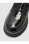 Genuine Patent Leather Black Women's Loafer Shoes - 7