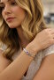 Silver Color Pink Stone Steel Handcuff Bracelet - 2