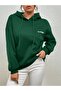 Unisex Green Los Angeles Printed Oversize Hooded Sweatshirt - 3